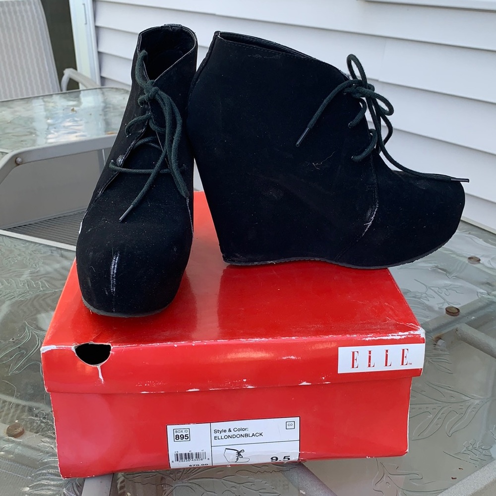 Elle | Wedge Bootie | Black Suede | Size 9.5